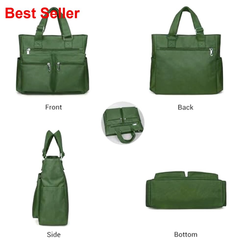 Waterproof Canvas Tote Bag with Laptop Compartment Adjustable Shoulder Strap - Picture 4 of 7